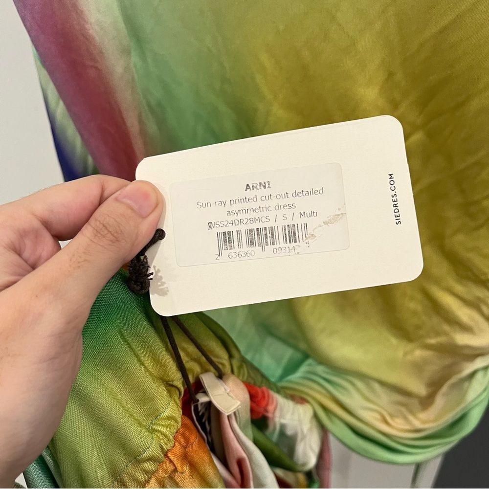 NWT Siedres Maxi Dress Arni Rainbow Tie Dye Abstract Long Sleeve Cutout size S - Picture 11 of 11